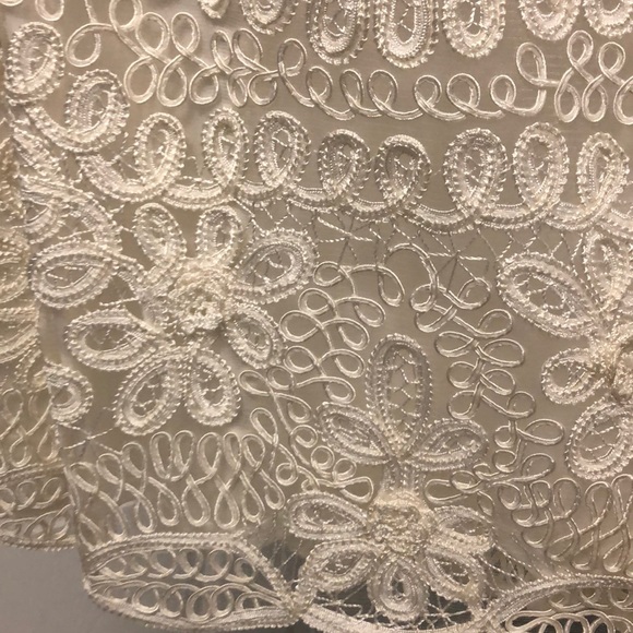 Sue Wong Ribbon Dress White Embroidered Sheath - Picture 7 of 9